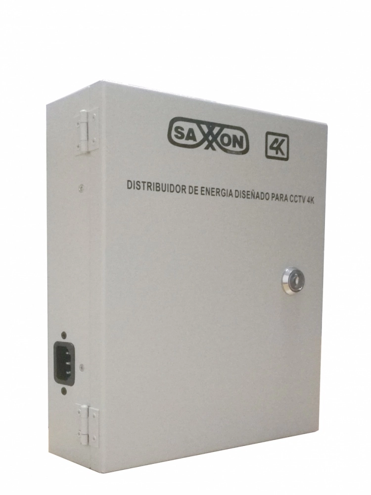 Saxxon psu1213d8h- fuente de poder profesional de 11 a 15 vcd 13 amperes para 8 camaras hasta 4k 1.6 amperes por canal  protección contra sobrecargas filtro de ruido por canal uso rudo