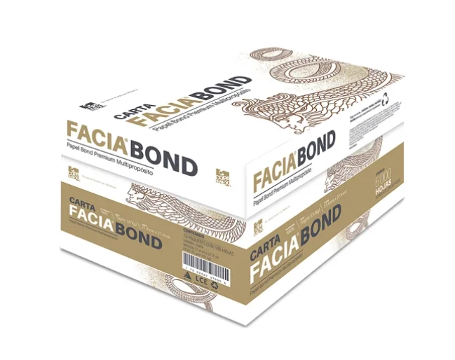Facia bond caja de papel banco carta 75 gm, con 5 millares