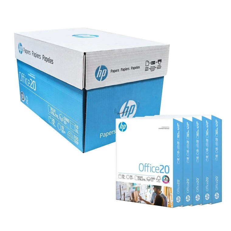 Hp office caja de papel bond carta 75gr, blancura 92%, 5 millares