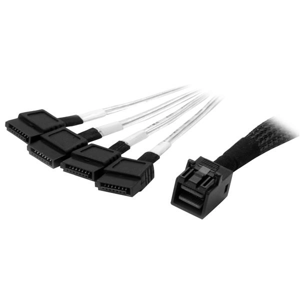 Startech.com cable mini sas interno a sata de 1m - cable sff-8643 a 4x sata - cable for controlador sata, dispositivo de almacenamiento - 6gbits - apantallado - 30 awg - negro, plata