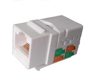 Sbe tech 2302wt- módulo jack keystone rj45, 8 hilos, cat 5e, compatible con calibres awg 22-26, color blanco