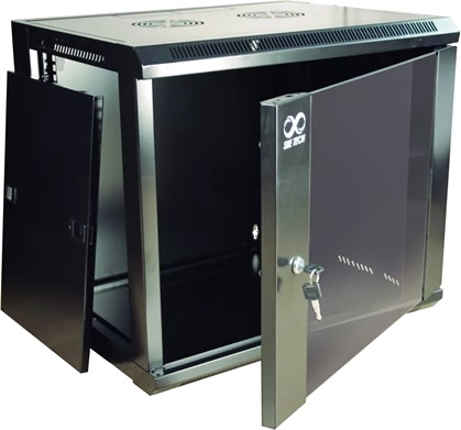 Sbe tech sbe-gnlpar15urp- gabinete de pared 15 ur, con capacidad de carga de 30 kg, 60x60x69.8 cm, con puerta delantera de cristal templado