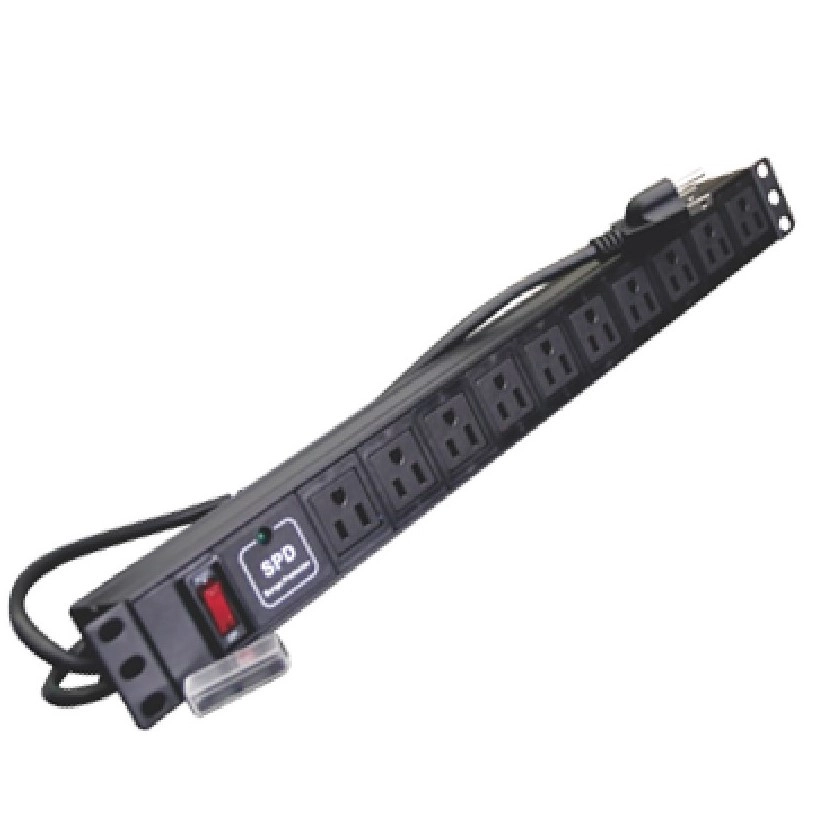 Sbe tech sbe-tc010spv -  pdu horizontal con 10 contactos polarizados, supresor de picos y diseño para montaje en rack de 19