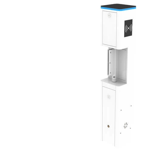 Zkteco sbt2000s - puerta de cortesía bidireccional de alto flujo carril de 90 cm 110v acero inoxidable aleta de vidrio templado fácil integración con controles de acceso facial, palma, qr, proximidad y botones no cuenta con lectores y panel