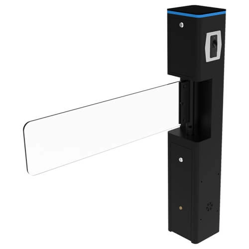 Zkteco sbt2000s - puerta de cortesía bidireccional de alto flujo carril de 90 cm 110v acero inoxidable aleta de vidrio templado fácil integración con controles de acceso facial, palma, qr, proximidad y botones no cuenta con lectores y panel