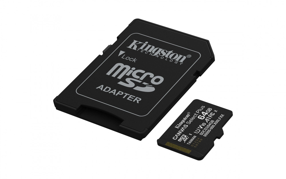 Memoria flash micro sd kingston sdxc canvas select plus 64gb 100mb/s uhs-i u1 v10 c/adaptador (sdcs3/64gb)