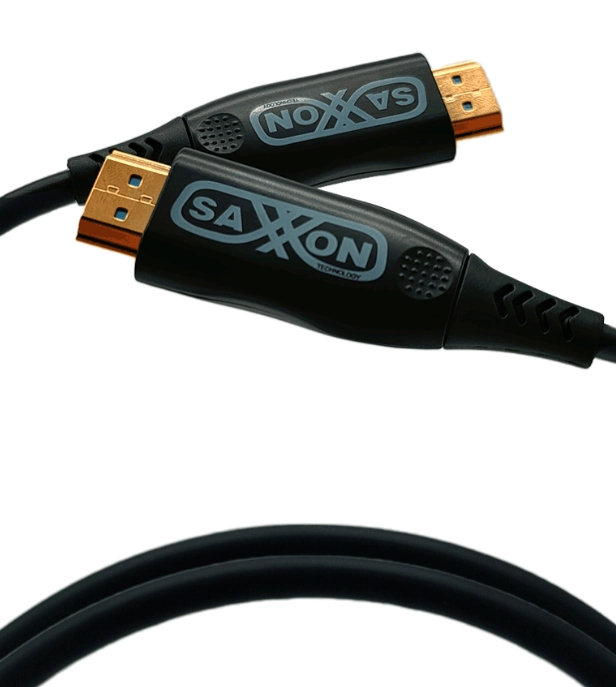 Saxxon sx05hdf047 - cable hdmi de 5 metros por fibra óptica 4k@60hz  fibra 4 hilos + 7 hilos cobre estañado  compatible con hdmi 2.0  alta velocidad 18 gbps  3d  hdr  caja de aleación de zinc  calidad premium