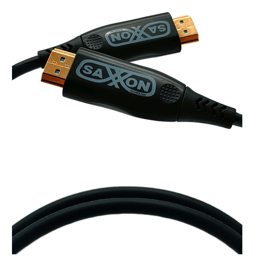 Saxxon sx15hdf047 - cable hdmi de 15 metros por fibra óptica 4k@60hz  fibra 4 hilos + 7 hilos cobre estañado  compatible con hdmi 2.0  alta velocidad 18 gbps  3d  hdr  caja de aleación de zinc  calidad premium