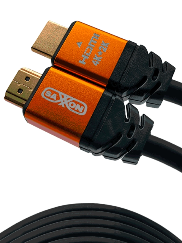 Saxxon sx050hdc - cable hdmi de 5 metros de alta velocidad   versión 2.0  resolución 4k  canal de retorno de audio (arc)  video 3d  blindado para reducir interferencias  chapado en oro  alta resistencia y durabilidad.