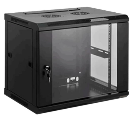 Saxxon sxr12u5412a - gabinete de pared negro  12ur  puerta de vidrio templado  alto 60 cm  ancho 53 cm  profundidad 40 cm