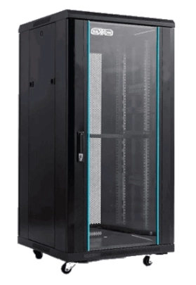 Saxxon sxr22u6622s - gabinete de piso color negro  22ur  puerta de vidrio templado  alto 109 cm  ancho 60 cm  profundidad 60 cm  incluye base con 2 ventiladores 220v