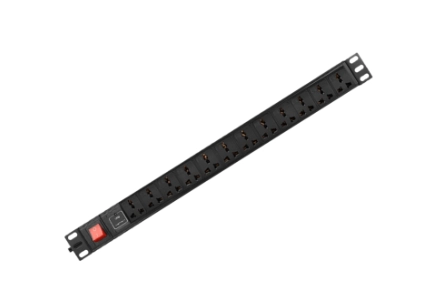 Saxxon sxpdu12p16a- barra pdu con 12 contactos individuales , 16 amp , 120v , 1ur , protección contra rayos , aleación de aluminio