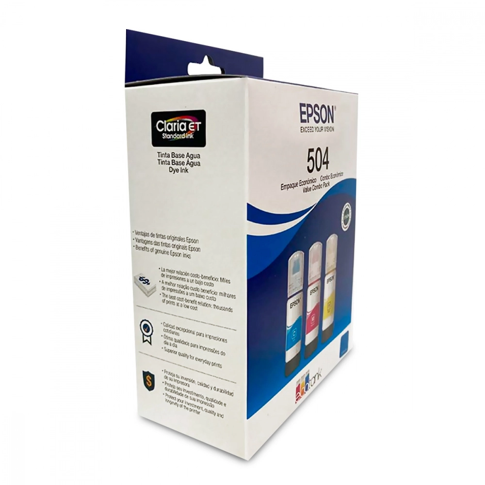 Botella de tinta epson t504, 3 piezas, cianmagentaamarillo