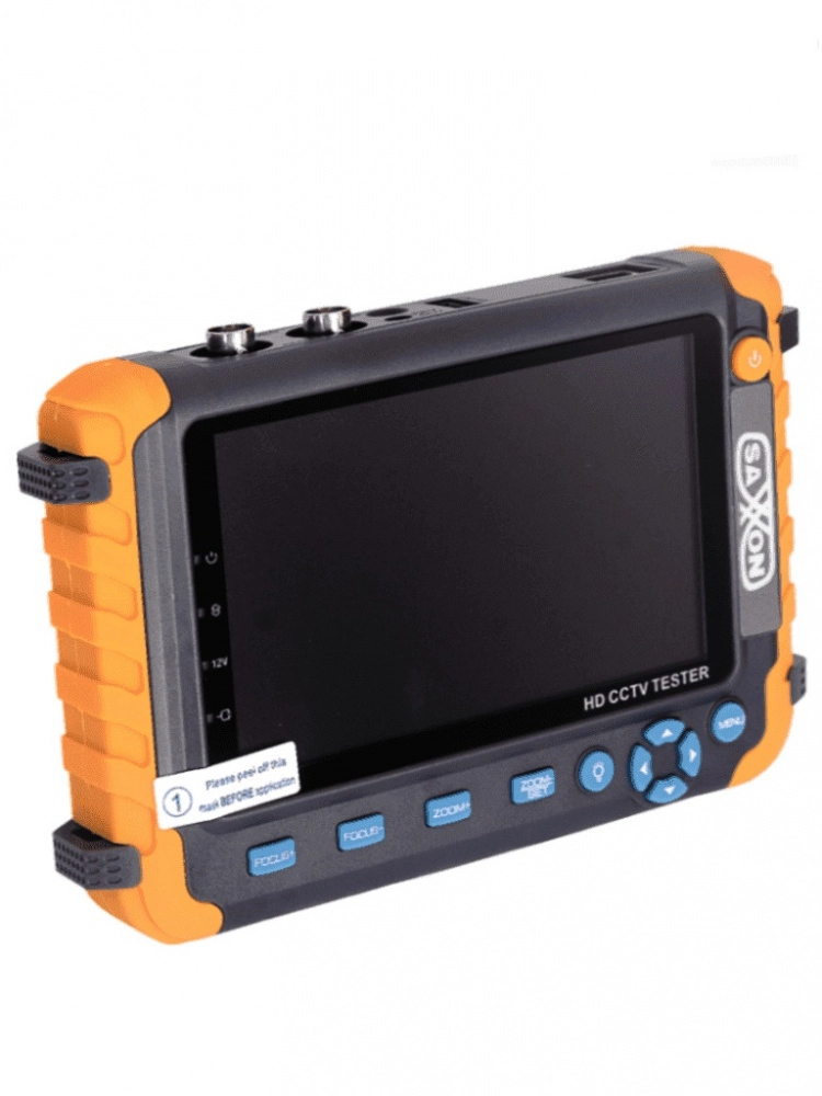 Saxxon tes08mc - probador de video con pantalla de 5 pulgadas soporta cámaras 1mp 2mp 4mp 4k soporta hdcvitviahd salida de energía de 12vdc a 1 amper para alimentar camaras entrada de video hdmivga lampara de led control por coaxial