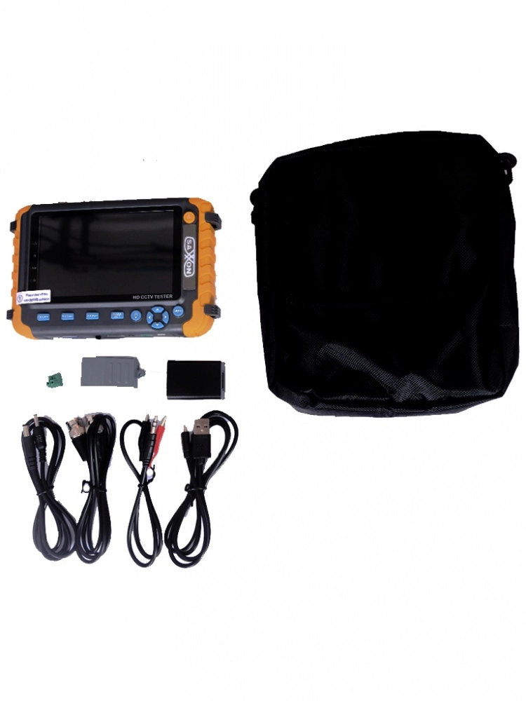 Saxxon tes08mc - probador de video con pantalla de 5 pulgadas soporta cámaras 1mp 2mp 4mp 4k soporta hdcvitviahd salida de energía de 12vdc a 1 amper para alimentar camaras entrada de video hdmivga lampara de led control por coaxial