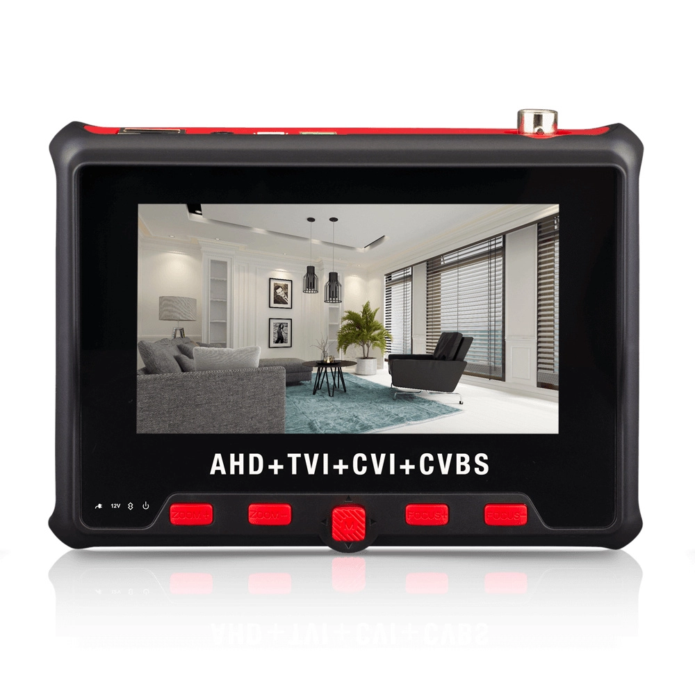 4.3 inch ahdtvicvicvbs tester with rs485 up to 8mp with eu&us socket