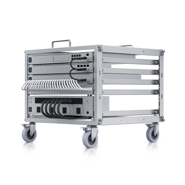 Ubiquiti u-rack-6u-tl - mini rack abierto con ruedas, 6u, patchpanel de 24 puertos gigabit, bloqueo de ruedas, capacidad de carga 35kg, toolless ensamble sin herramienta