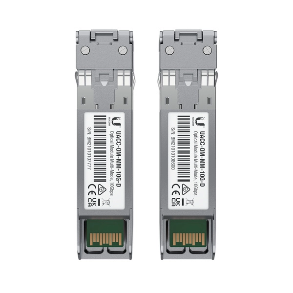 Ubiquiti uacc-om-mm-10g-d-2 - módulo ufiber sfp+ 10g con transceptor minigbic multimodo de 10 gbps, alcance de conexión de 300m, conectores lc. paquete de 2 piezas.