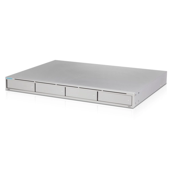 Ubiquiti unvr - nvr empresarial unifi protect recomendado para 15 cámaras 4k o 50 cámaras full hd, con 4 bahías de disco duro, puerto gigabit rj-45 y configuración raid 1 o raid 5 automática.