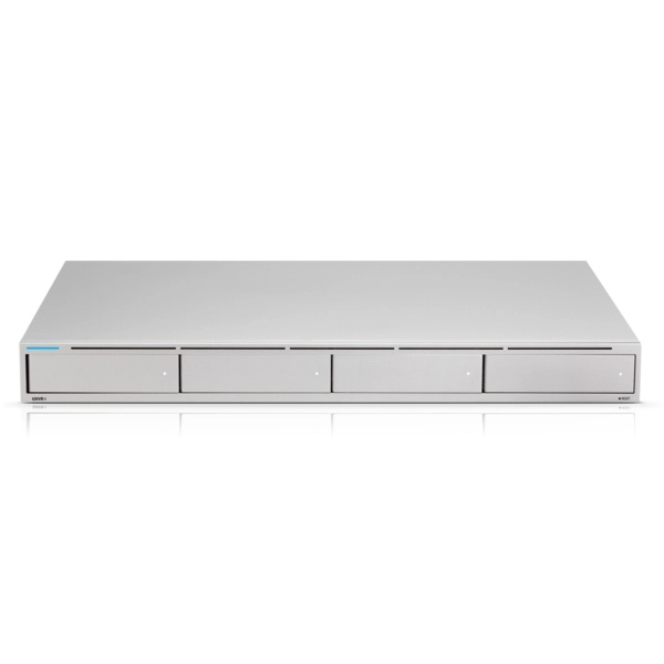 Ubiquiti unvr - nvr empresarial unifi protect recomendado para 15 cámaras 4k o 50 cámaras full hd, con 4 bahías de disco duro, puerto gigabit rj-45 y configuración raid 1 o raid 5 automática.
