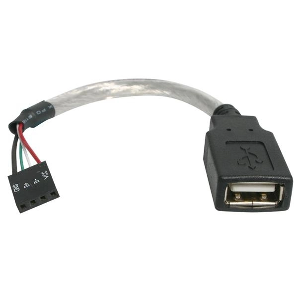 Startech.com cable de 15cm adaptador extensor usb 2.0 a idc 4 pines - conector a placa madre - hembra a hembra - negro grisáceo