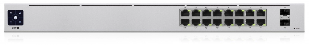 Ubiquiti usw-16-poe - switch capa 2 de 16 puertos 8 puertos poe 802.3af&at y 8 puertos gigabit sin poe 2 puertos 1gbps sfp presupuesto poe de hasta 42w pantalla informativa