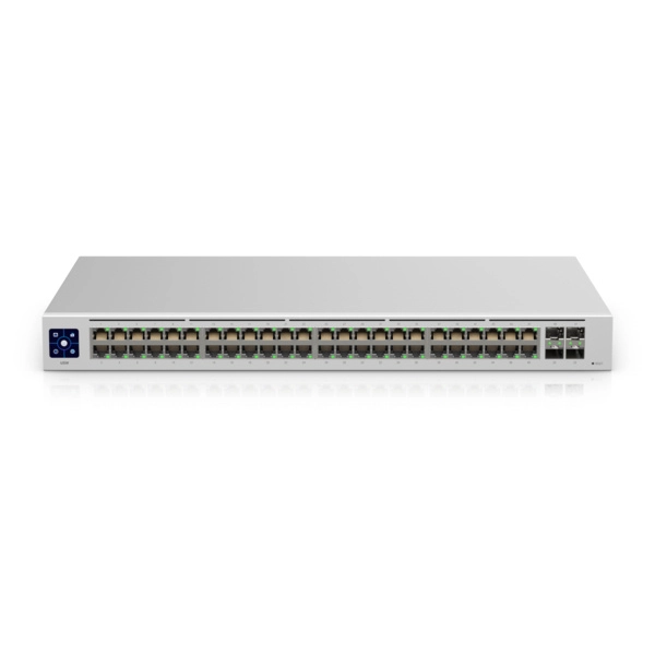 Ubiquiti usw-48 unifi switch capa 2 de 48 puertos 101001000 mbps más 4 puertos 1g sfp, con pantalla informativa.