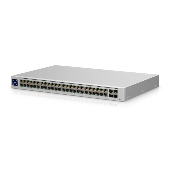 Ubiquiti usw-48 unifi switch capa 2 de 48 puertos 101001000 mbps más 4 puertos 1g sfp, con pantalla informativa.