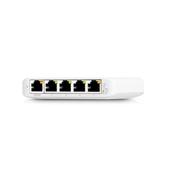 Ubiquiti usw-flex-mini switch unifi administrable compacto de 5 puertos 101001000 mbps, entrada de poe 802.3afat