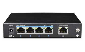 Utepo utp3sw0401tp60 - switch poe no administrable de 5 puertos fast ethernet, 4 puertos poe (60w totales), 1 puerto uplink, compatible con 802.3afat, conexión hasta 250m en modo cctv