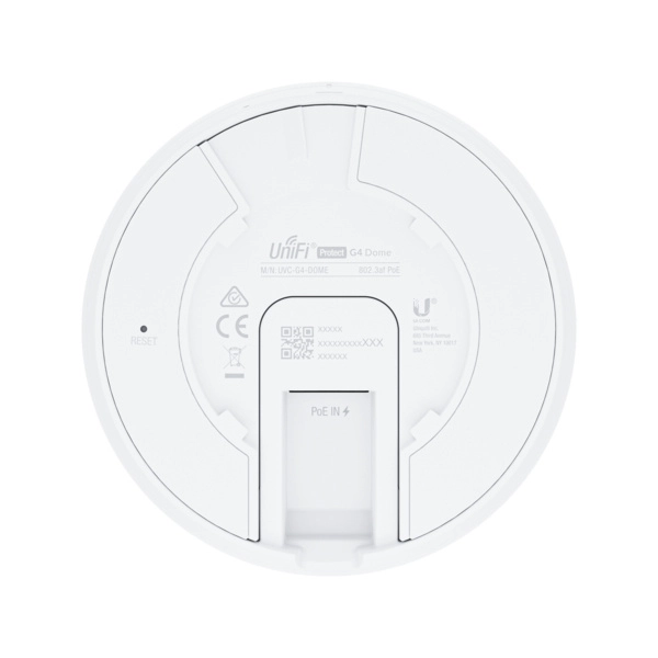 Ubiquiti uvc-g4-dome - cámara ip domo 4 mp, lente fijo, poe, iluminadores ir 9 mts, micrófono y bocina integrados, deteccion de eventos ia, administrable a través de unifi protect.