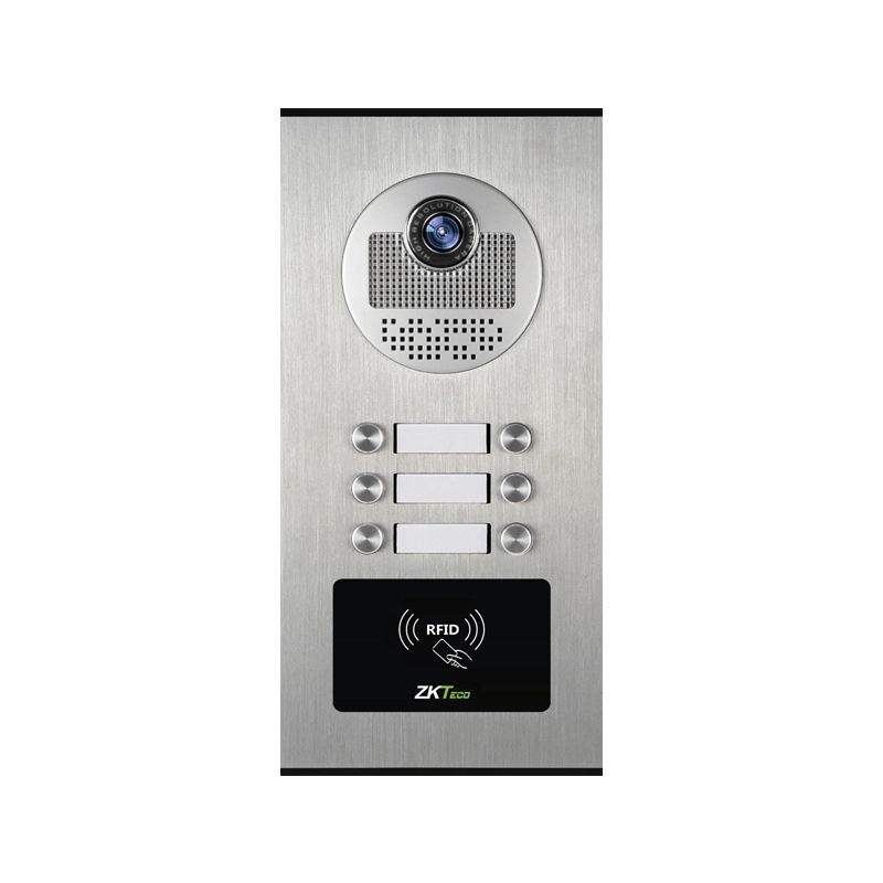 Zkteco ve04a01 - videoportero departamental para 4 monitores  cámara  de 700tvl  ángulo de visión 92°  visión nocturna  apertura de puerta con tarjeta rfid ip54