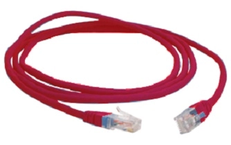 Cable de parcheo utp, rj45-rj45, cat.5e, cable y liberador de tension color rojo 3m