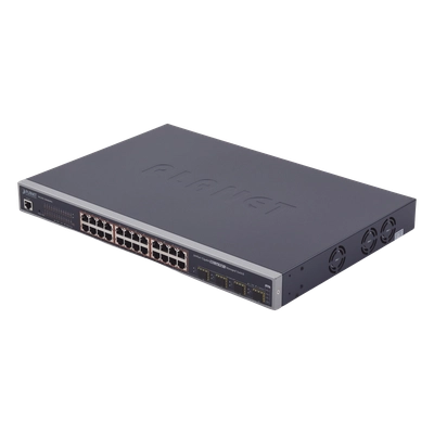 Switch administrable l2+ de 24 puertos 101001000t poe+ con 4 puertos combo tpsfp gigabit