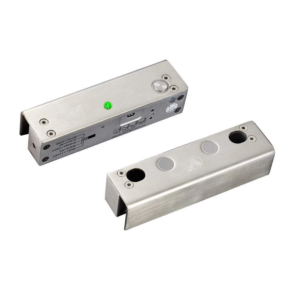 Yli yb500uled - cerradura eléctrica de perno soporta 1000 kg de fuerza de sujeción, indicador led para puerta de vidrio sin marco, 12 vdc, con retardo de tiempo ajustable