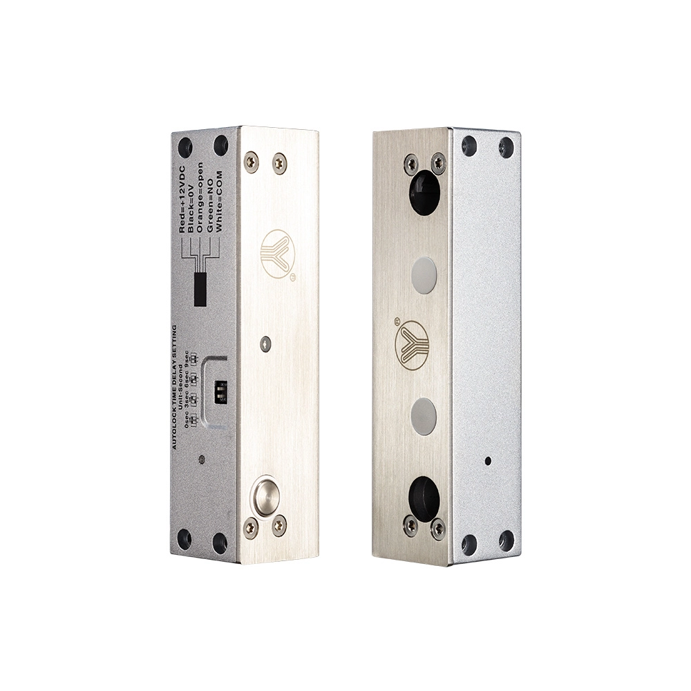 Yli yb500uled - cerradura eléctrica de perno soporta 1000 kg de fuerza de sujeción, indicador led para puerta de vidrio sin marco, 12 vdc, con retardo de tiempo ajustable