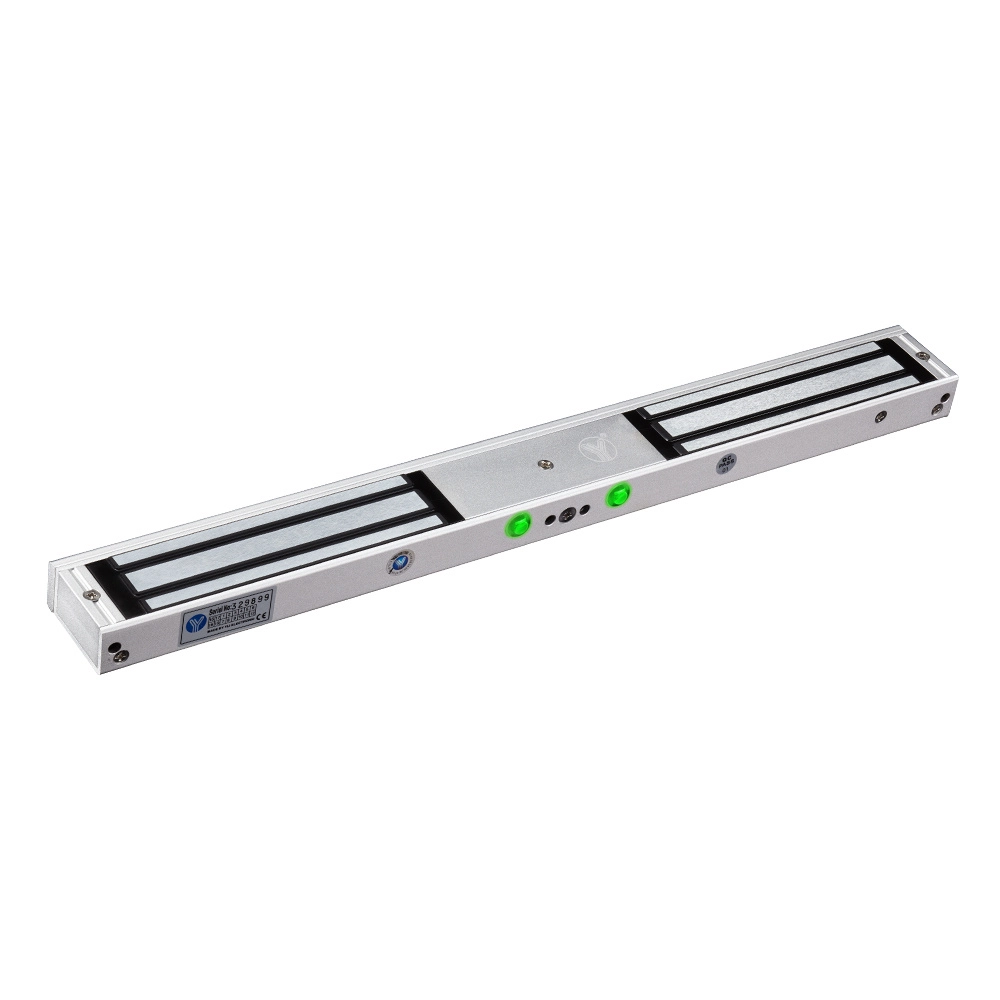 Yli ym180ndled - cerradura magnética doble con indicador led para control de acceso  interior  fuerza de sujeción 180 kg o 350 lbs por lado  compatible con soporte mbk180ndzl y mbk180u