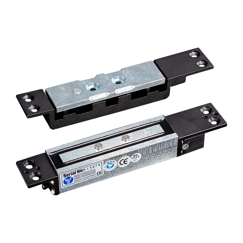 Yli ym2400sl - cerradura magnética 1000 kg (2200lbs) de fuerza de sujeción, indicador led, retardo de tiempo ajustable y voltaje dual 12v