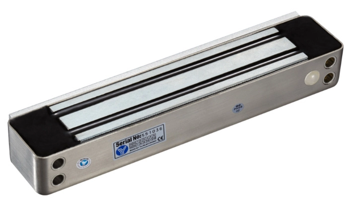 Yli ym280wled - cerradura magnética para exterior ip68 con led  fuerza de sujeción 280kg 600lb  voltaje dual 12v24 vdc