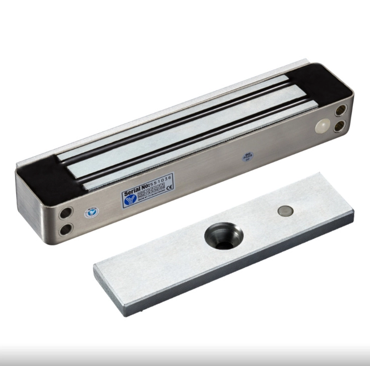 Yli ym280wled - cerradura magnética para exterior ip68 con led  fuerza de sujeción 280kg 600lb  voltaje dual 12v24 vdc