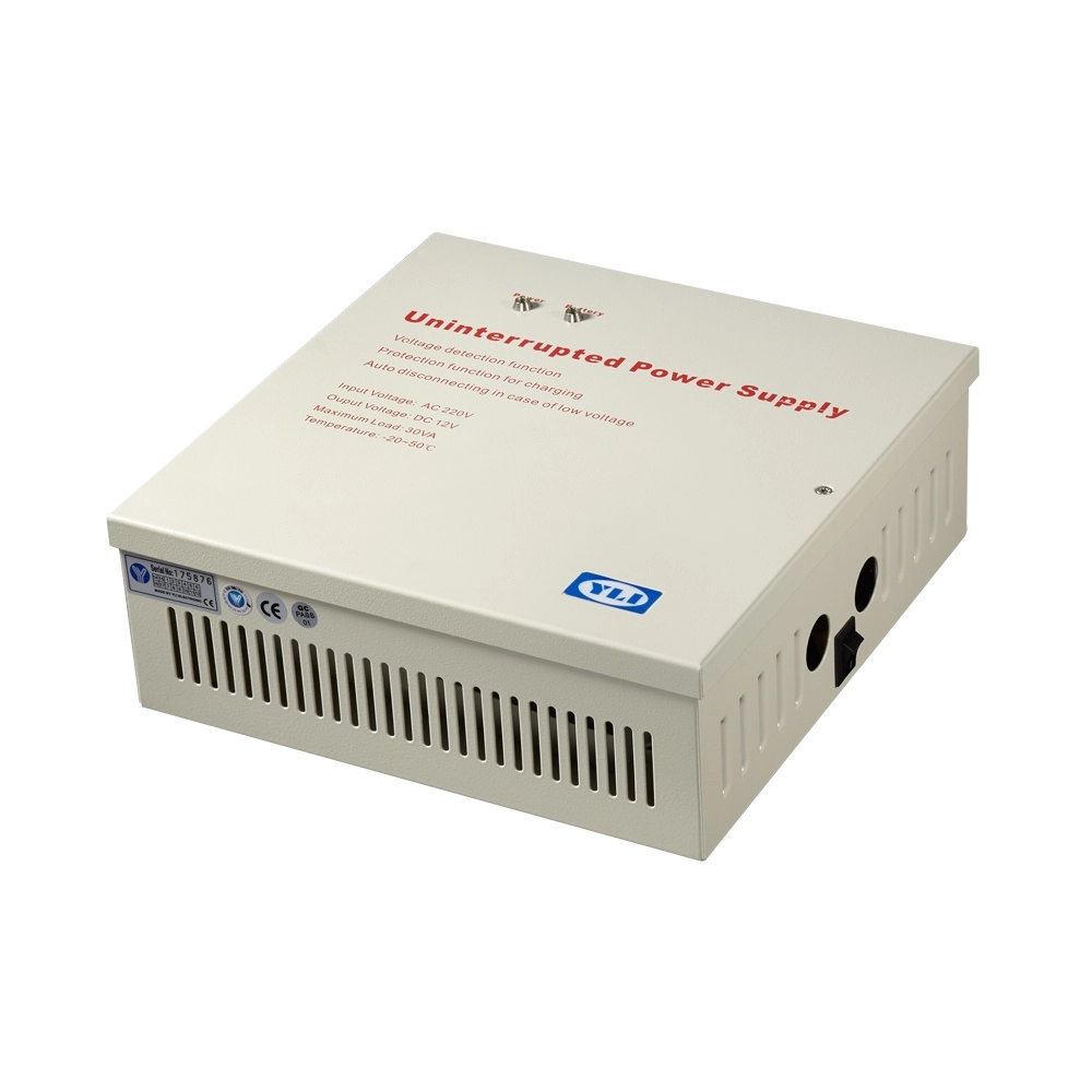 Yli yp902123 - fuente de energía para control de acceso con gabinete incluye relevador nonc, protección contra cortocircuitos y soporte para batería de respaldo