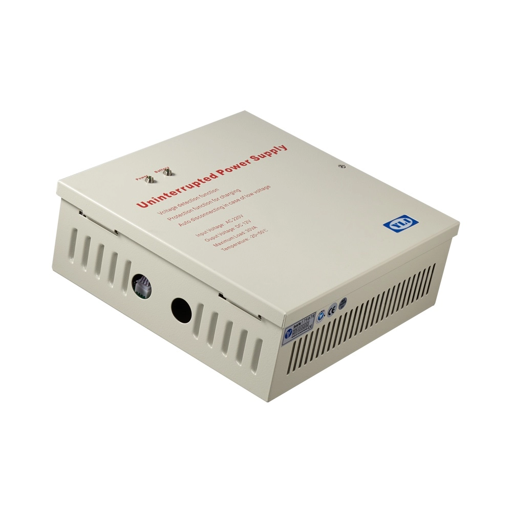 Yli yp902123 - fuente de energía para control de acceso con gabinete incluye relevador nonc, protección contra cortocircuitos y soporte para batería de respaldo