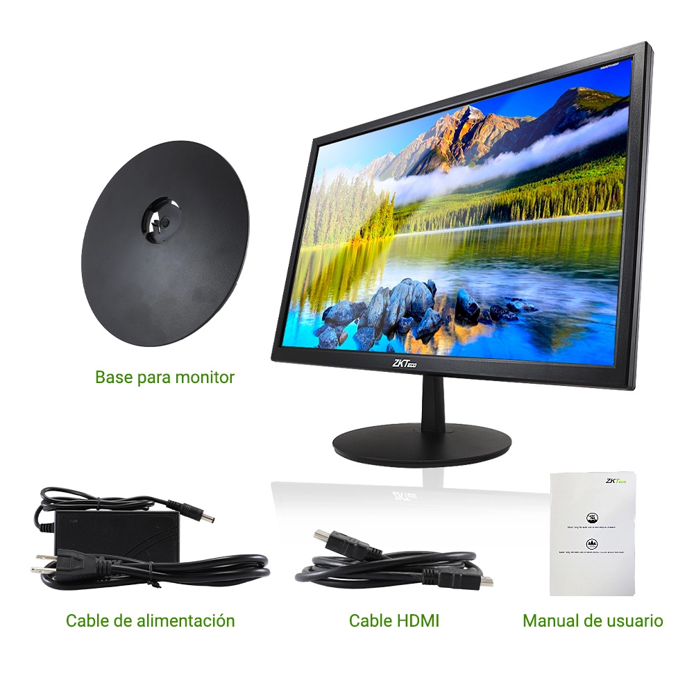 Zkteco zd222k - monitor led full hd de 21.5 pulgadas  resolución 1920 x 1080  1 entrada de video hdmi y 1 vga  altavoces incorporados  ángulo de visión horizontal 170°   soporte vesa  ahorro de energía  247  incluye cable hdmi