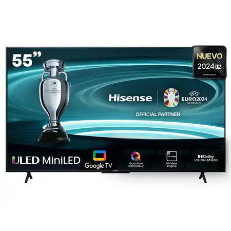 Television miniled hisense 55 55u6n google tv 4k uled, dolby vision hdr+hdr10, dolby atmos, google assistant /compatible con alexa