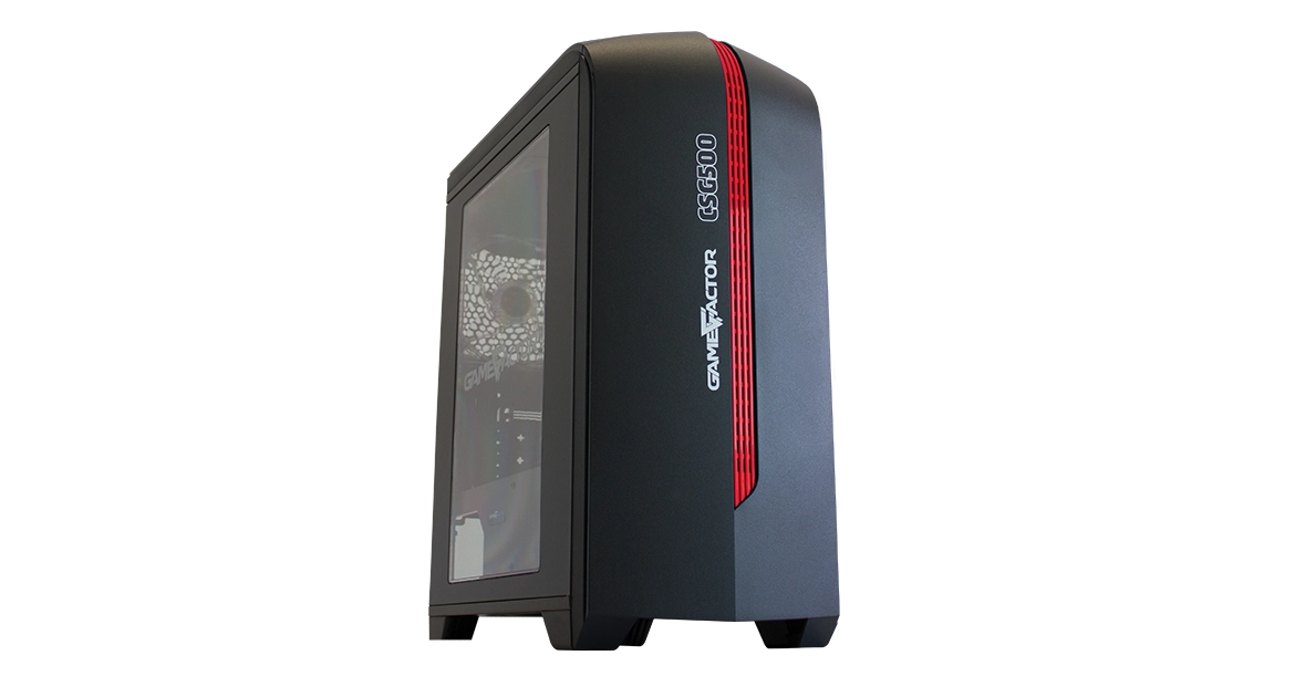 Gabinete game factor csg500 matx neg/rojo - 2xvent 120mm led, 1x usb 2.0, 1x usb 3.0