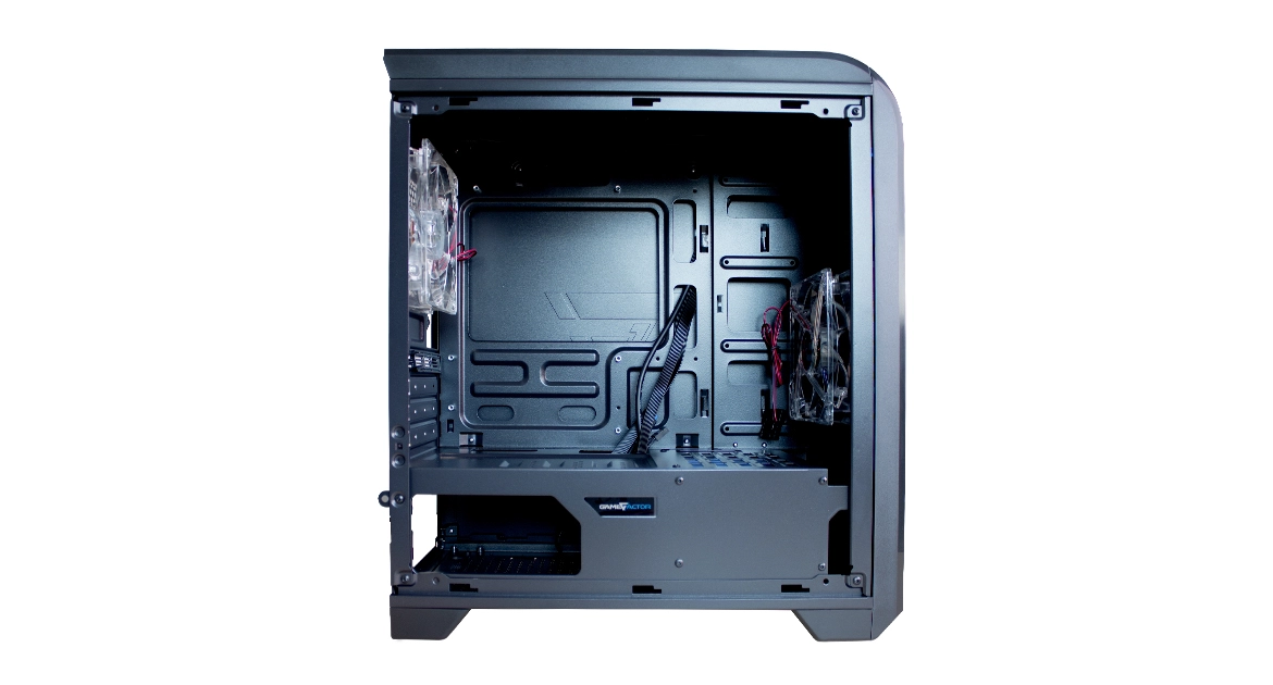 Gabinete game factor csg500 matx neg/rojo - 2xvent 120mm led, 1x usb 2.0, 1x usb 3.0