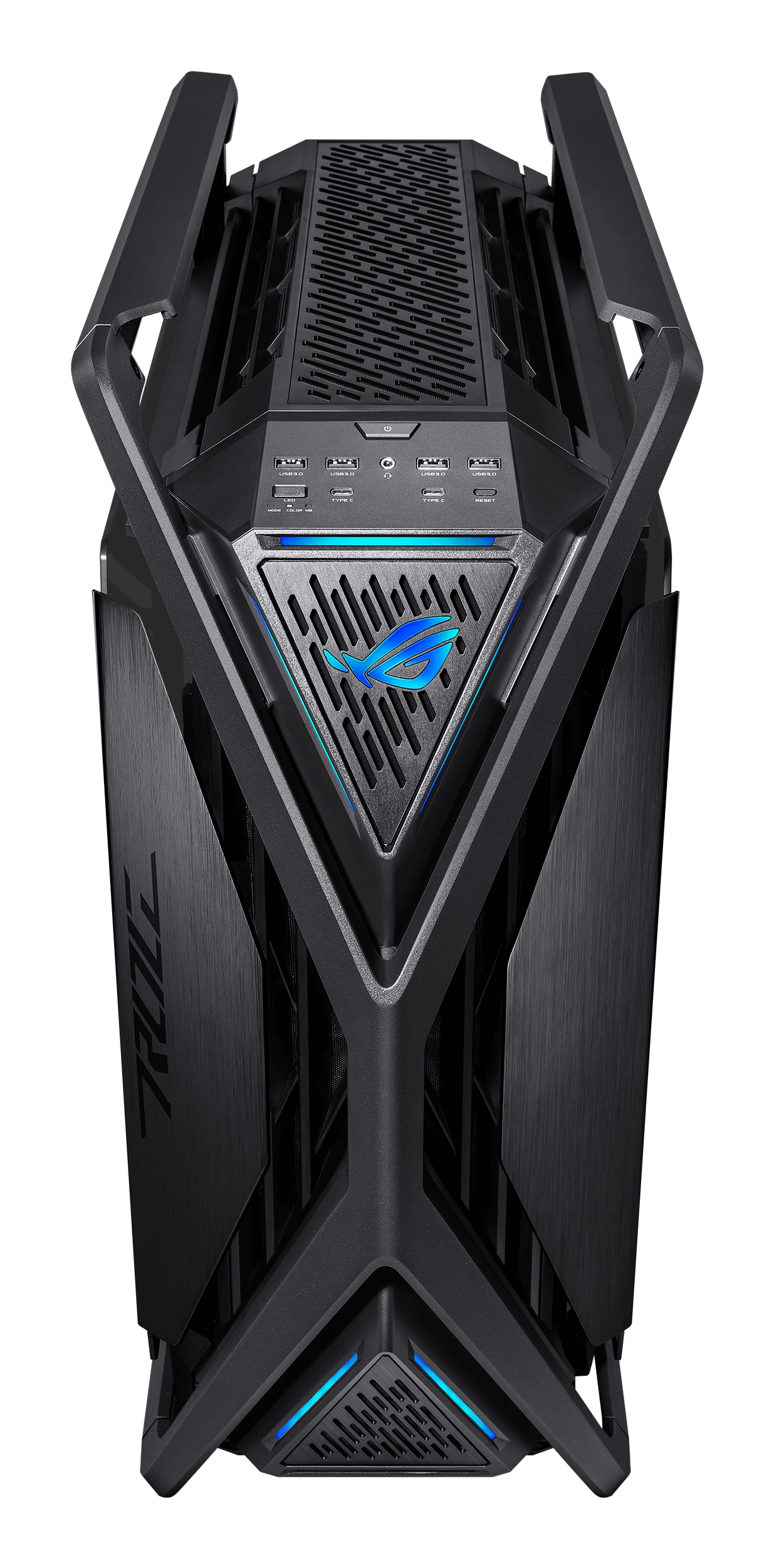 Gabinete asus (gr701 rog hyperion btf edition) 4*fan 140mm, conexiones btf, negro, atx, s/fuente