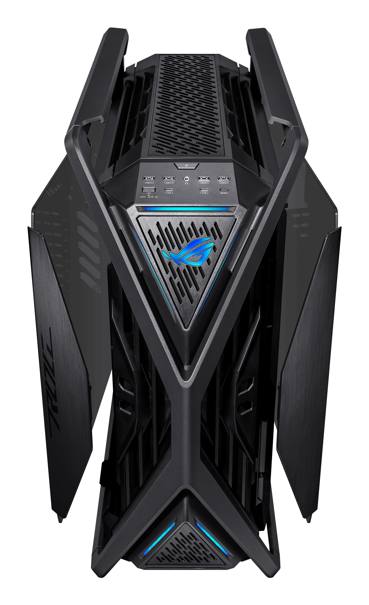 Gabinete asus (gr701 rog hyperion btf edition) 4*fan 140mm, conexiones btf, negro, atx, s/fuente