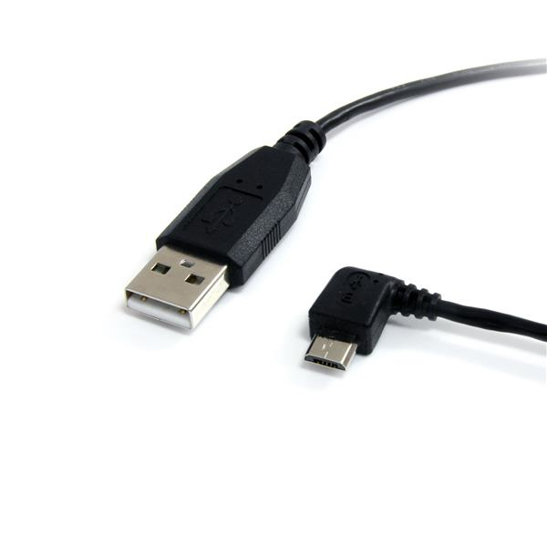 Cable startech.com de 1.8m usb a micro usb - usb 2.0 a a micro b acodado en angulo a la izquierda - negro - cable micro usb b