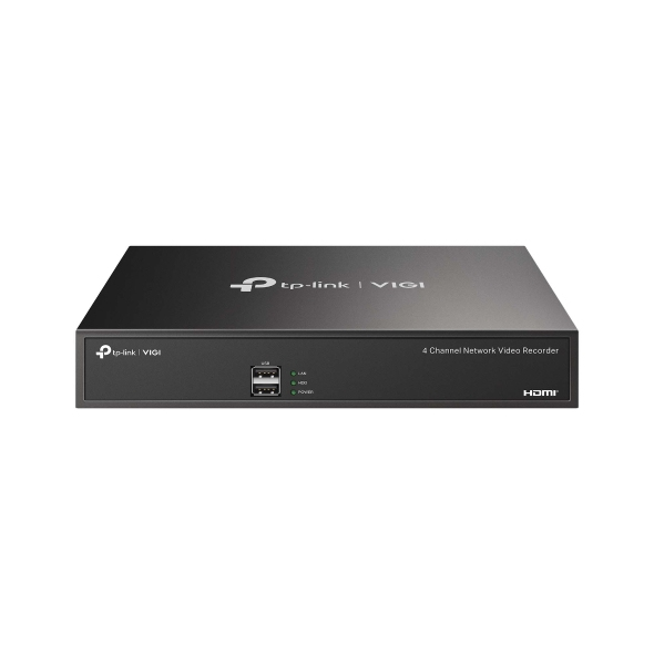 Nvr | tp-link | vigi | vigi nvr1004h | 4 canales | salida video 4k | poe+ | onvif | plug and play | grabacion 24/7 | audio bidireccional | deteccion inteligente | h.265+ | ancho banda 80mbps